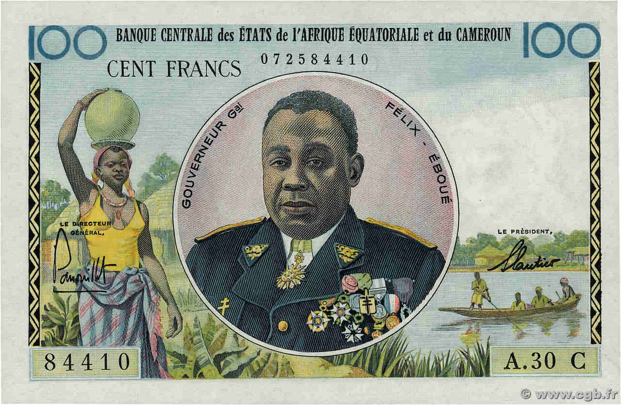 100 Francs EQUATORIAL AFRICAN STATES (FRENCH)  1961 P.01c AU