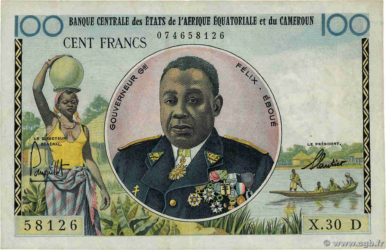 100 Francs EQUATORIAL AFRICAN STATES (FRENCH)  1961 P.01d SS