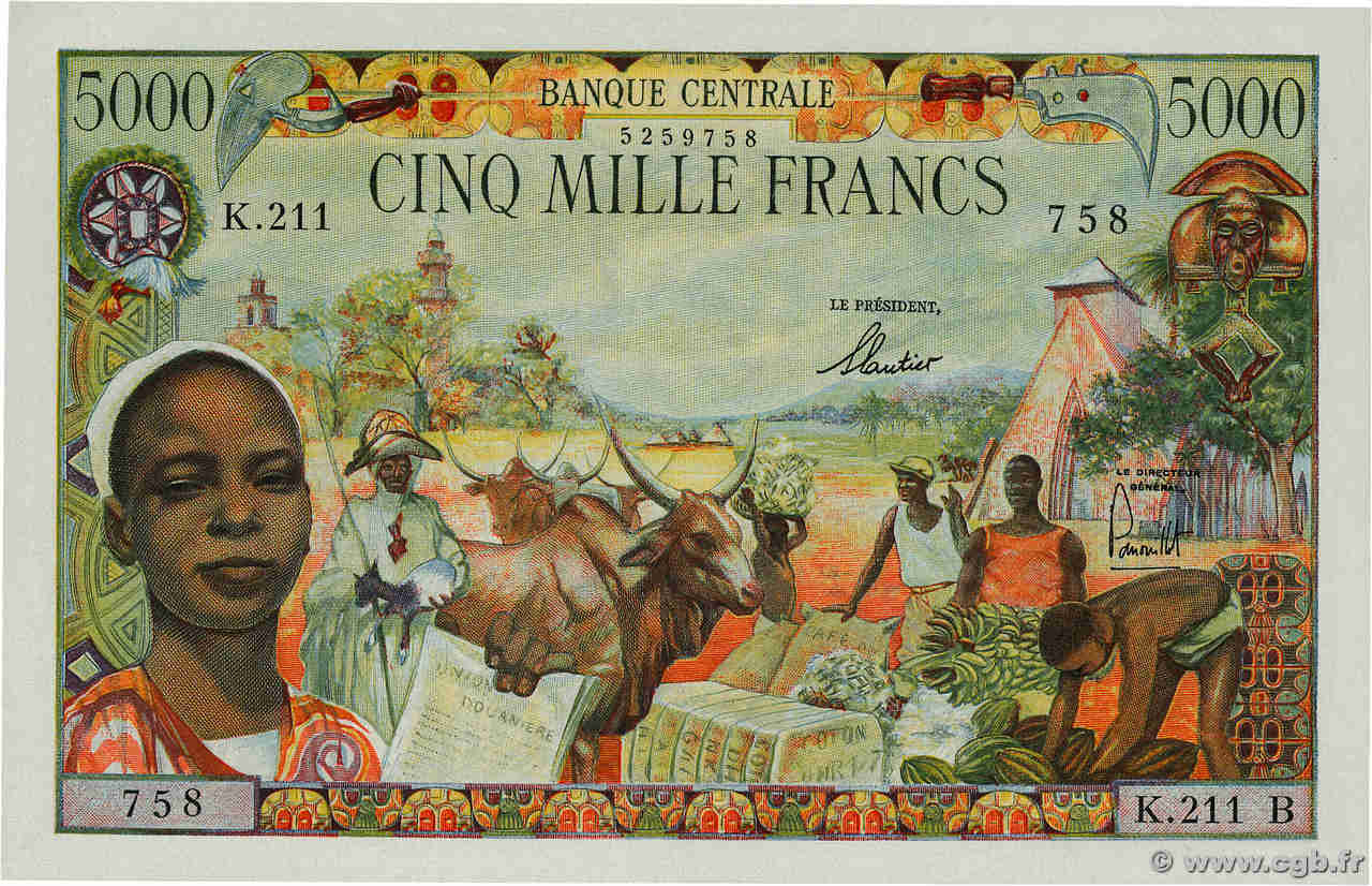 5000 Francs EQUATORIAL AFRICAN STATES (FRENCH)  1963 P.06b q.FDC