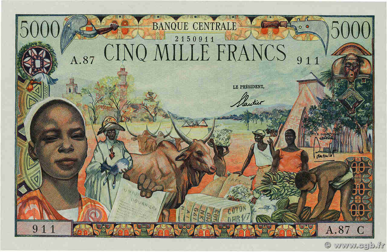 5000 Francs EQUATORIAL AFRICAN STATES (FRENCH)  1963 P.06c q.FDC