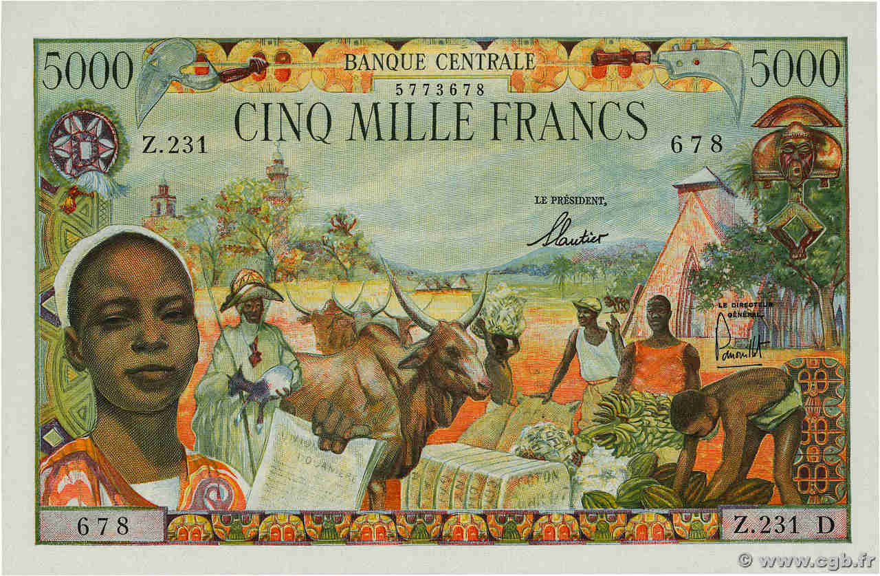 5000 Francs EQUATORIAL AFRICAN STATES (FRENCH)  1963 P.06d UNC