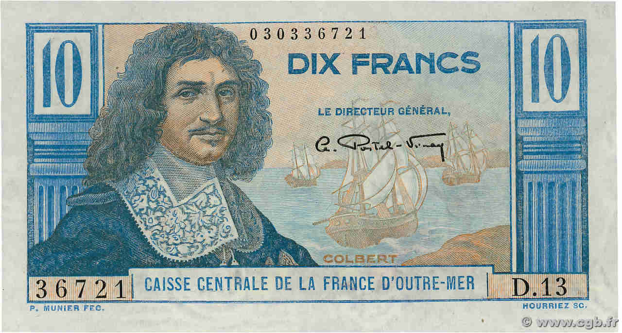 10 Francs Colbert AFRIQUE ÉQUATORIALE FRANÇAISE  1947 P.21 SUP+