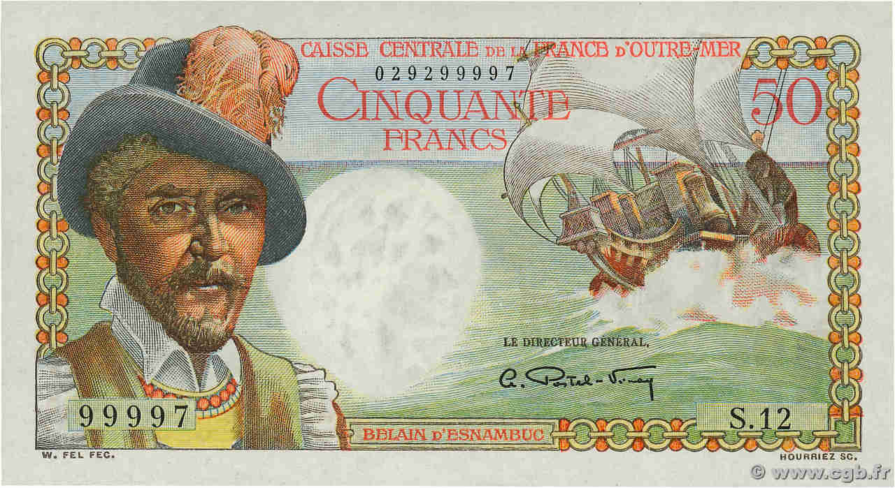 50 Francs Belain d Esnambuc AFRIQUE ÉQUATORIALE FRANÇAISE  1946 P.23 fST+