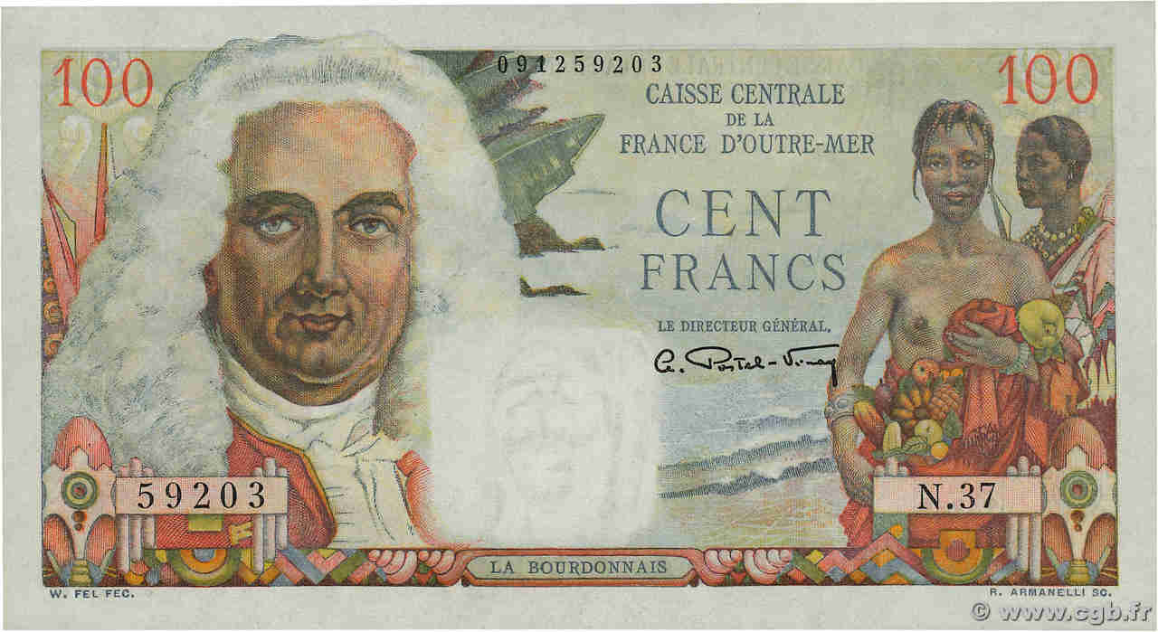 100 Francs La Bourdonnais AFRIQUE ÉQUATORIALE FRANÇAISE  1946 P.24 UNC-