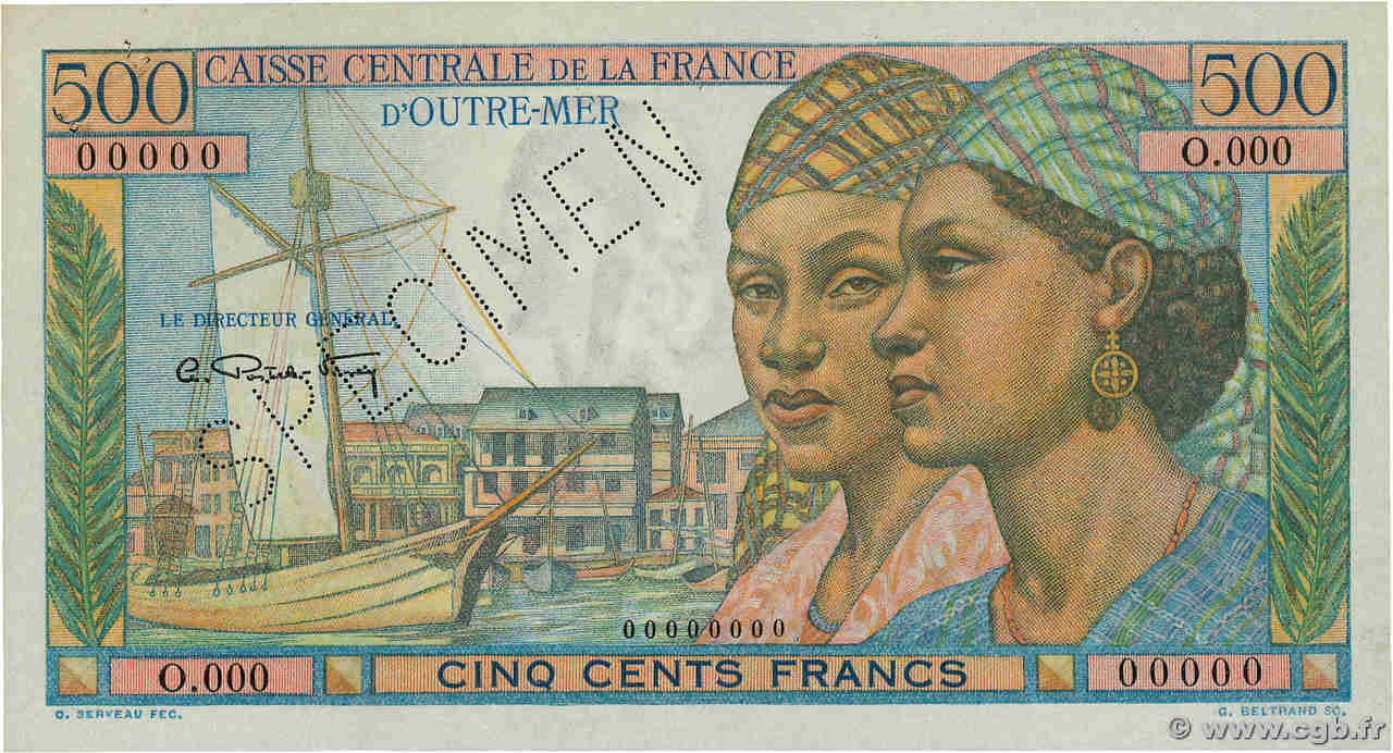 500 Francs Pointe à Pitre Spécimen FRENCH EQUATORIAL AFRICA  1946 P.25s AU