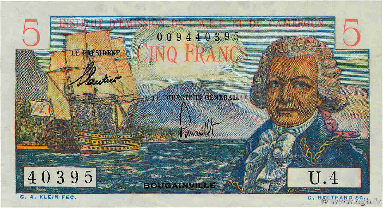 5 Francs Bougainville AFRIQUE ÉQUATORIALE FRANÇAISE  1957 P.28 SC+