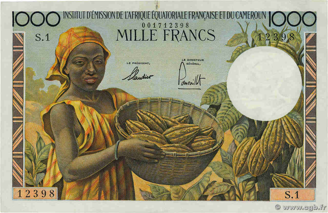 1000 Francs AFRIQUE ÉQUATORIALE FRANÇAISE  1957 P.34 XF-