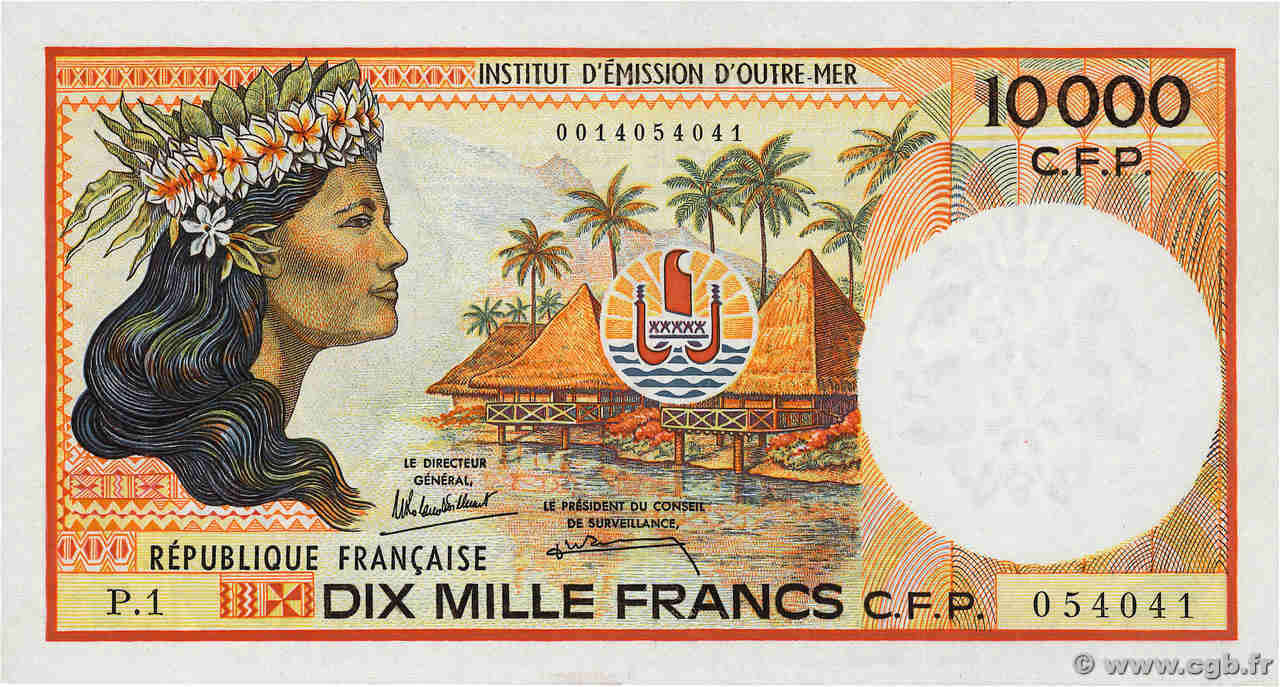 10000 Francs FRENCH PACIFIC TERRITORIES  1986 P.04a UNC