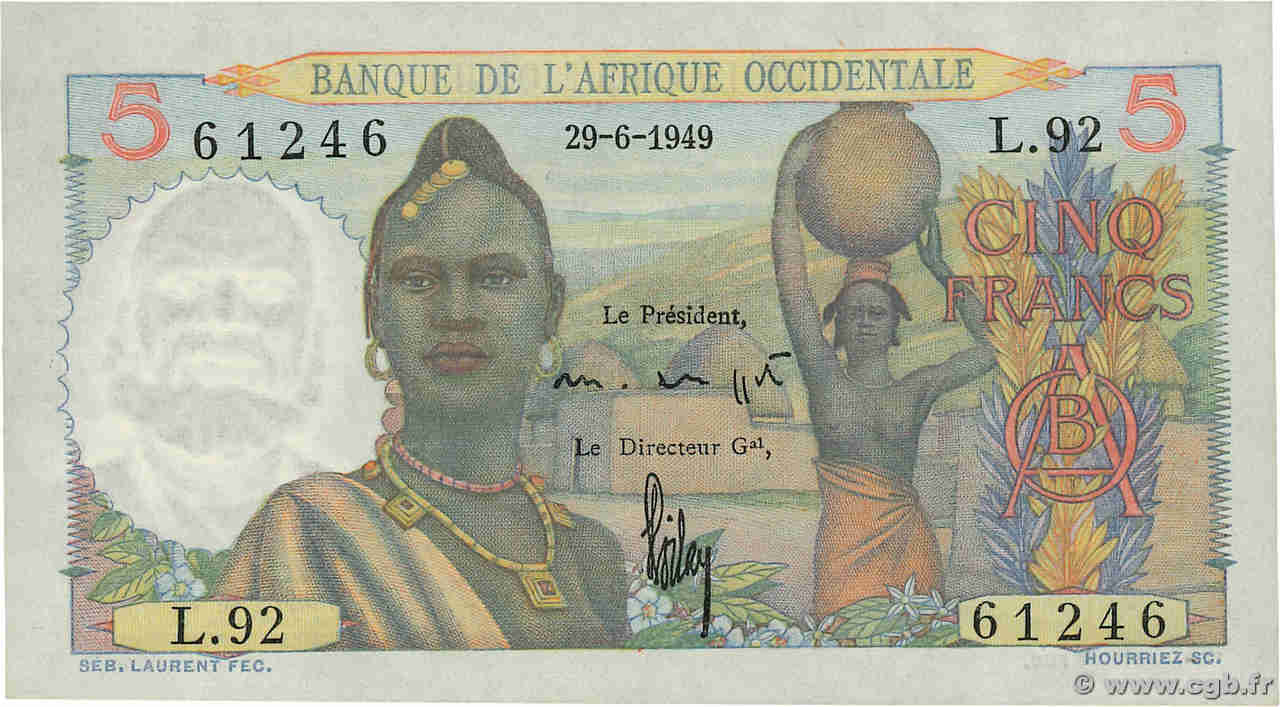 5 Francs FRENCH WEST AFRICA (1895-1958)  1949 P.36 UNC