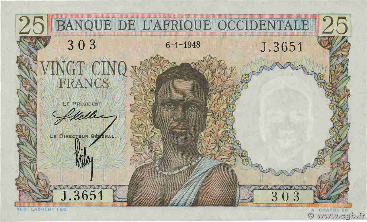 25 Francs FRENCH WEST AFRICA (1895-1958)  1948 P.38 AU