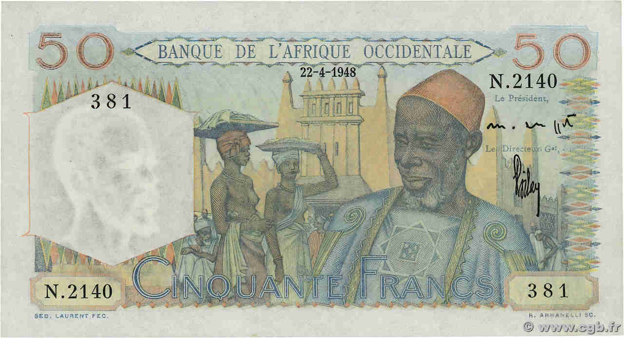 50 Francs FRENCH WEST AFRICA (1895-1958)  1948 P.39 UNC-