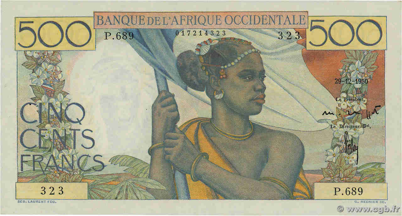 500 Francs FRENCH WEST AFRICA  1950 P.41 AU