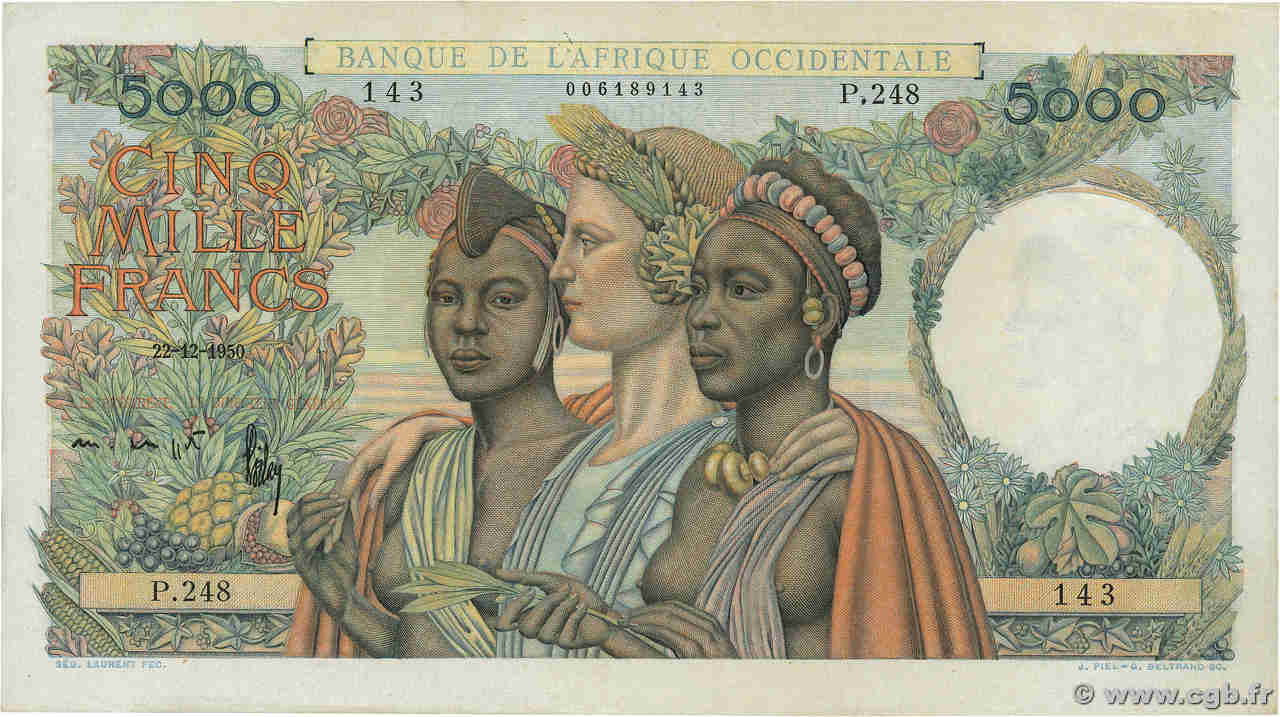 5000 Francs AFRIQUE OCCIDENTALE FRANÇAISE (1895-1958)  1950 P.43 SPL