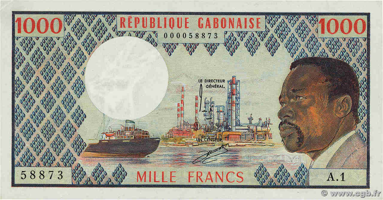 1000 Francs GABóN  1974 P.03a EBC+