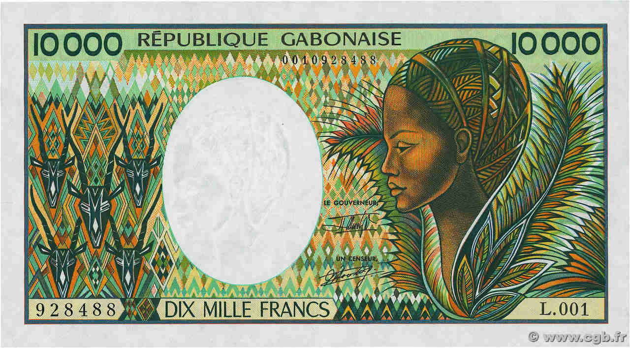 10000 Francs GABON  1991 P.07b SPL+