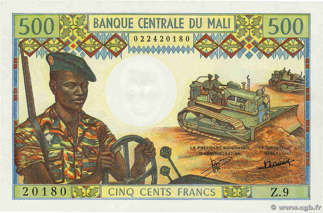 500 Francs MALI  1973 P.12c FDC