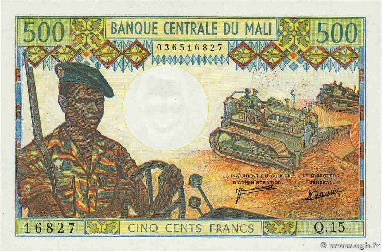 500 Francs MALI  1973 P.12d UNC