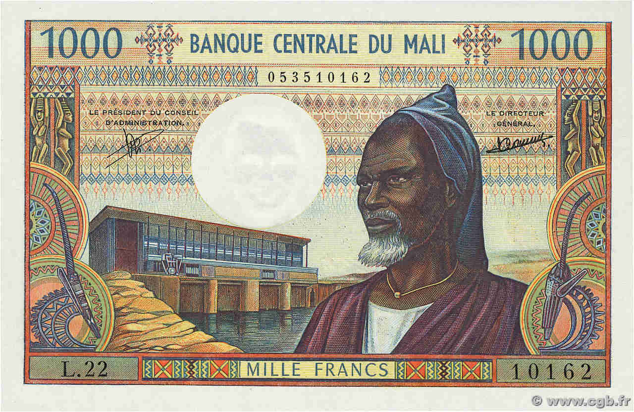 1000 Francs MALI  1970 P.13c AU+