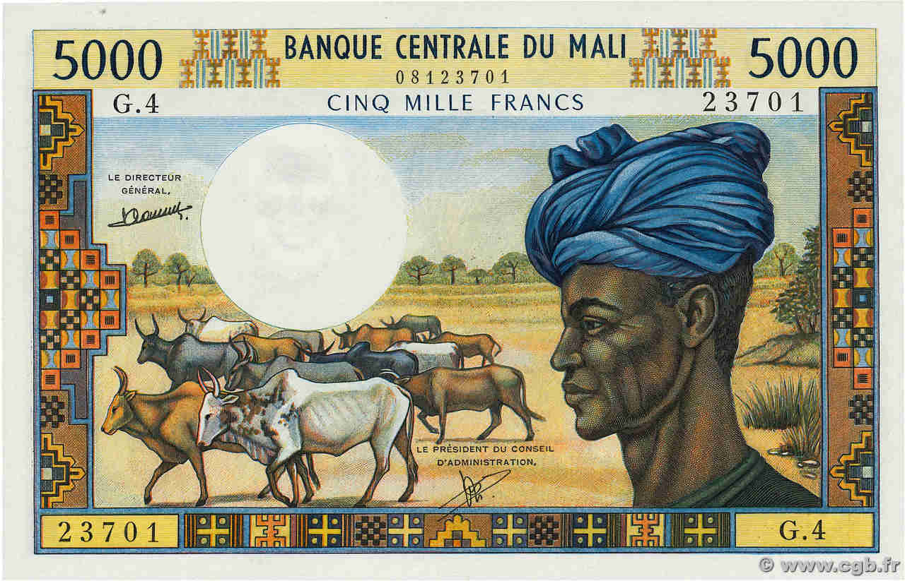 5000 Francs MALI  1973 P.14c q.FDC