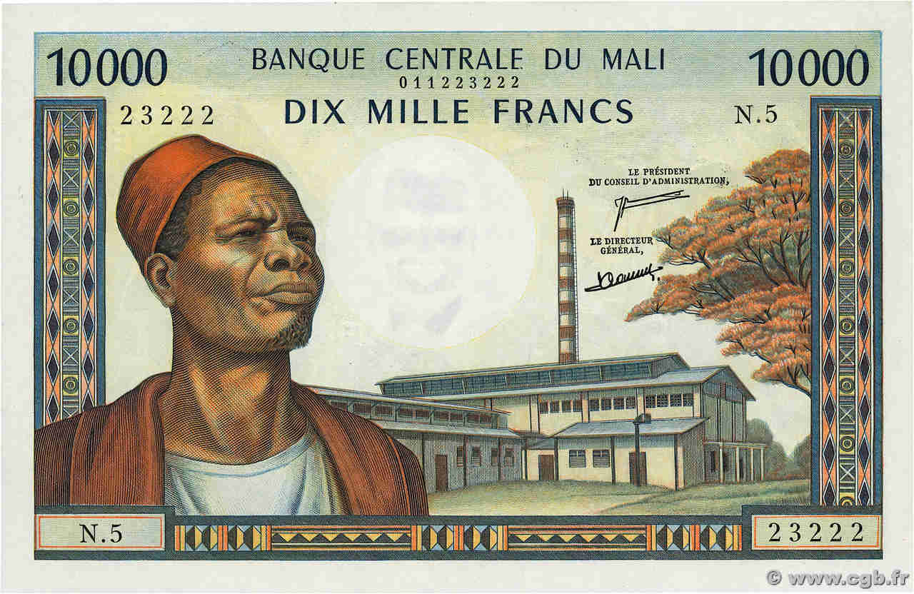 10000 Francs MALI  1973 P.15e NEUF