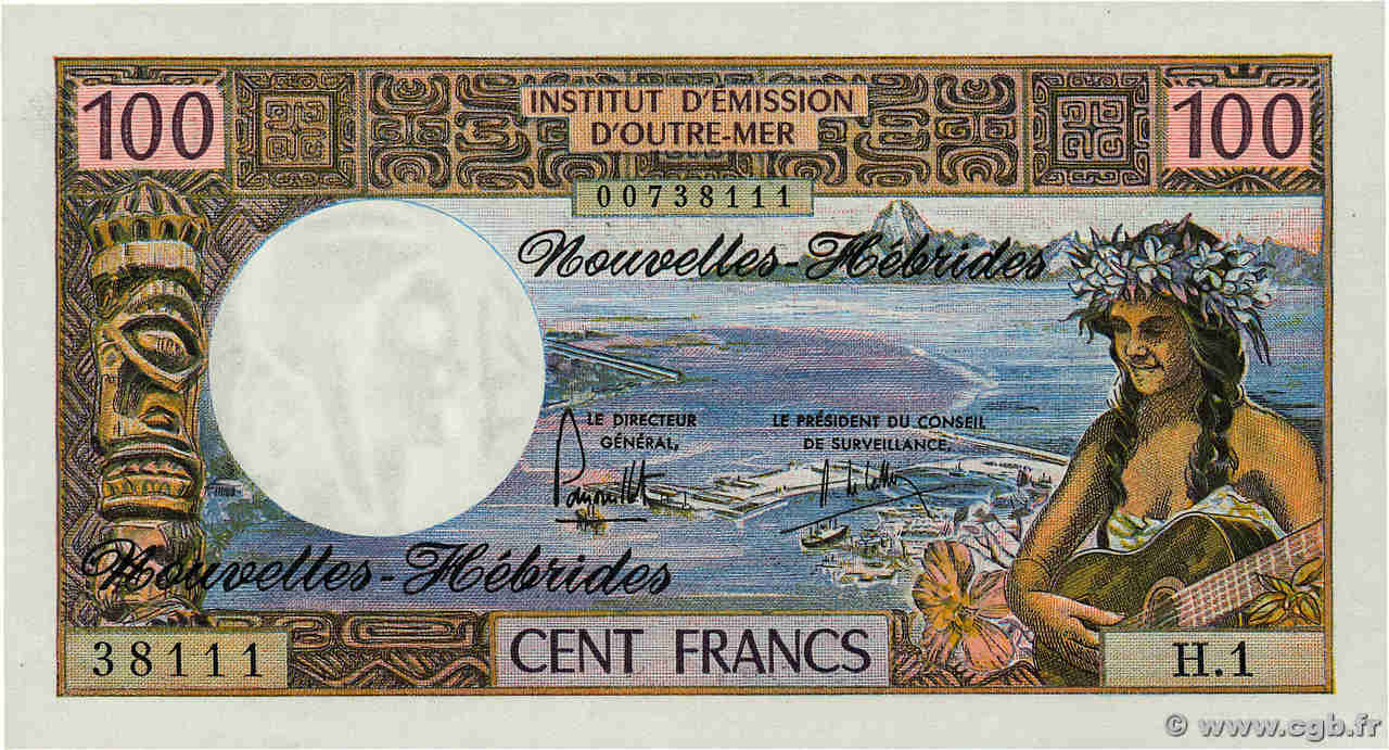 100 Francs NOUVELLES HÉBRIDES  1975 P.18c pr.NEUF