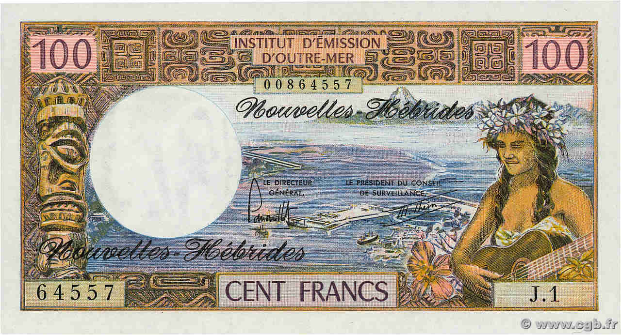 100 Francs NEW HEBRIDES  1977 P.18d UNC