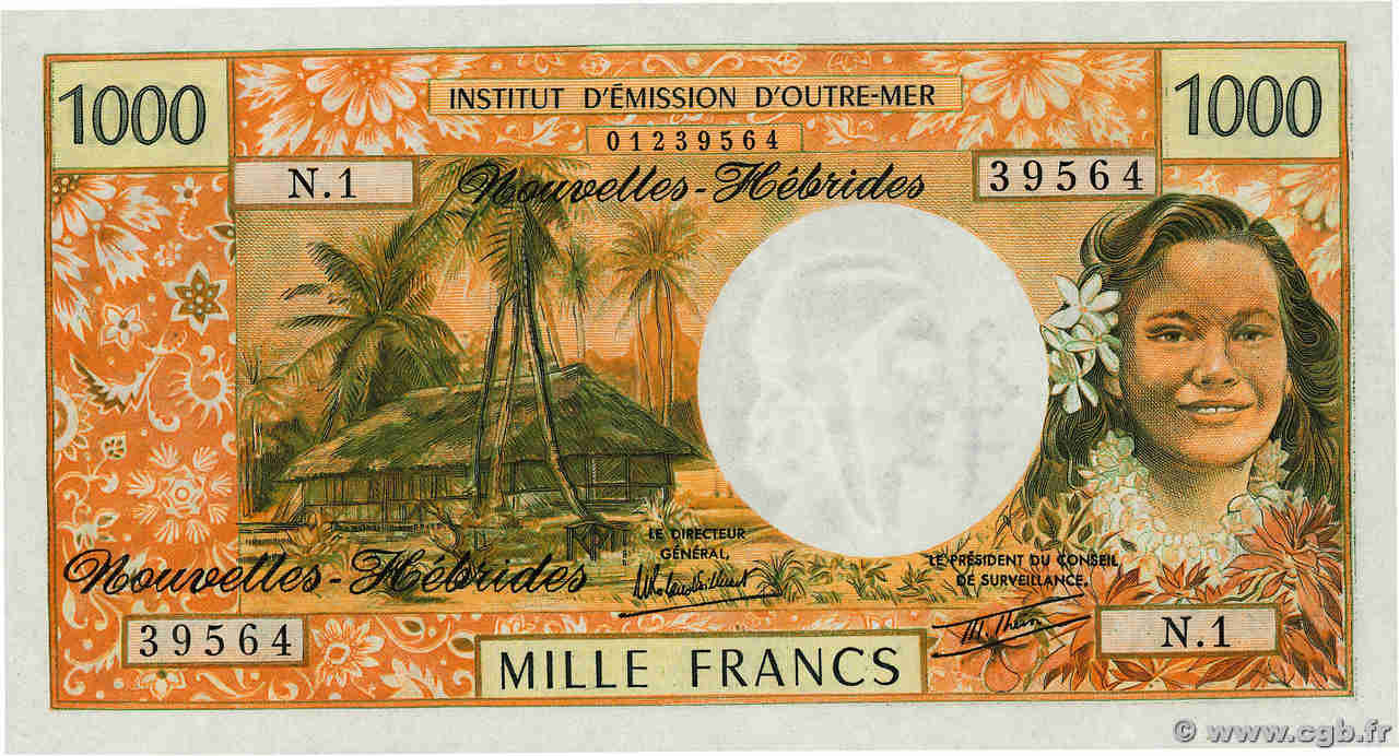 1000 Francs NUOVE EBRIDI  1980 P.20c FDC