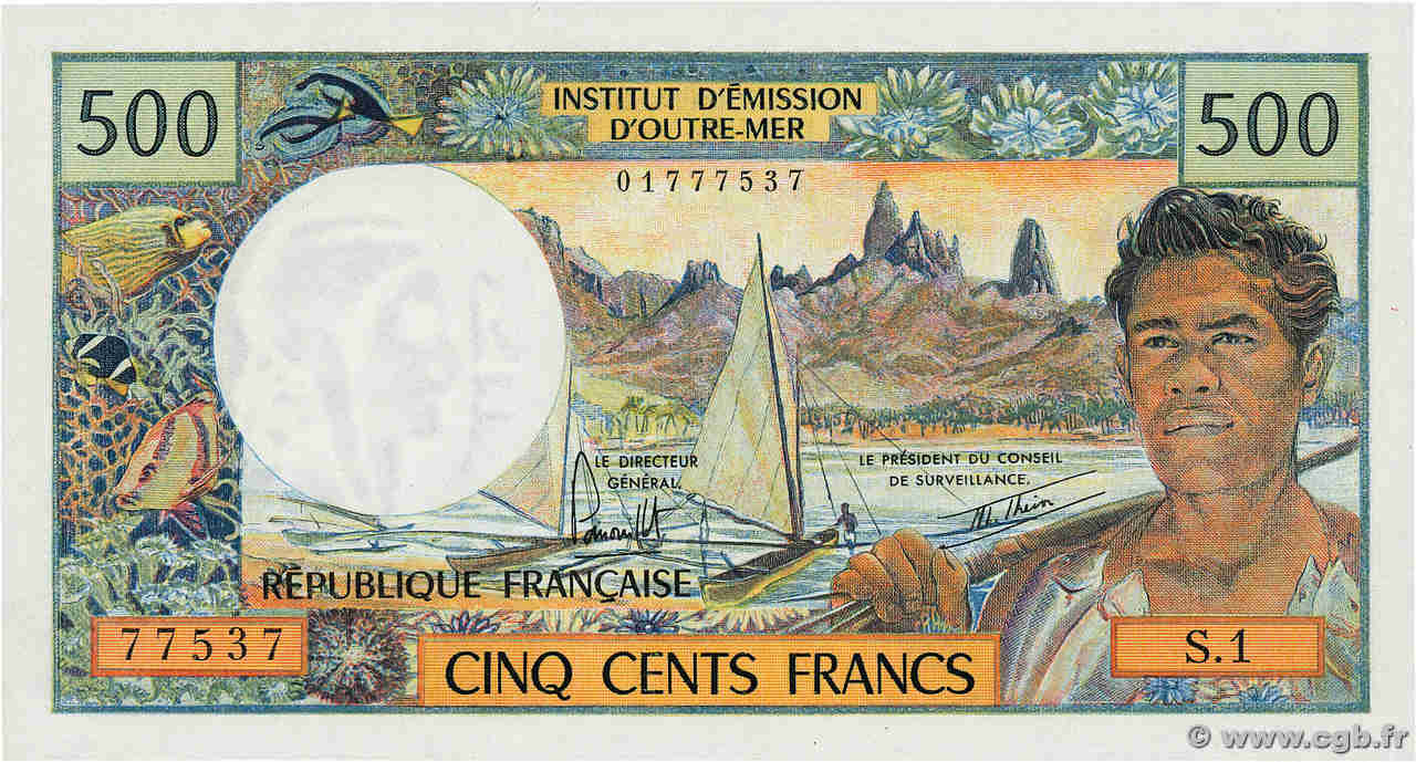 500 Francs TAHITI  1977 P.25b1 ST