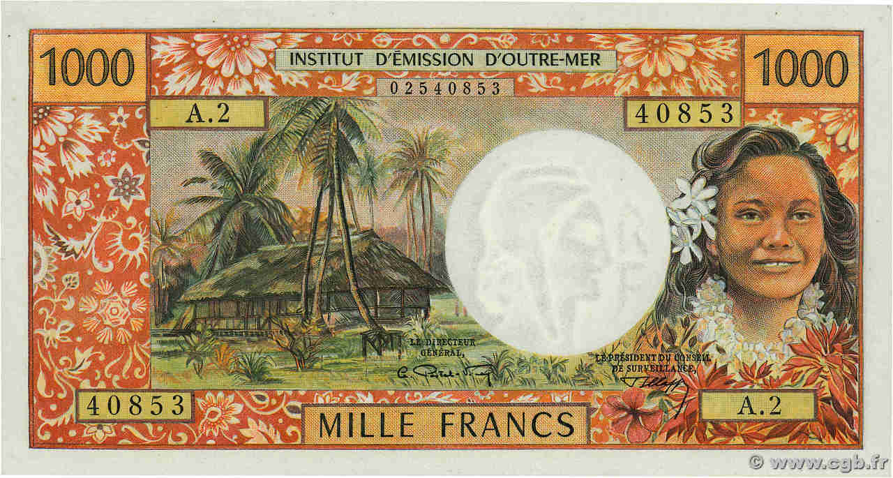 1000 Francs TAHITI  1969 P.26 pr.NEUF