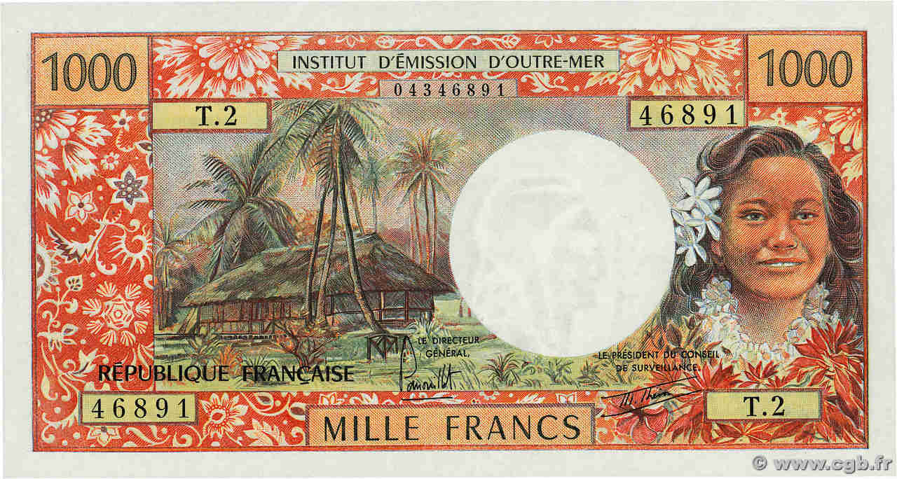 1000 Francs TAHITI  1977 P.27b pr.NEUF