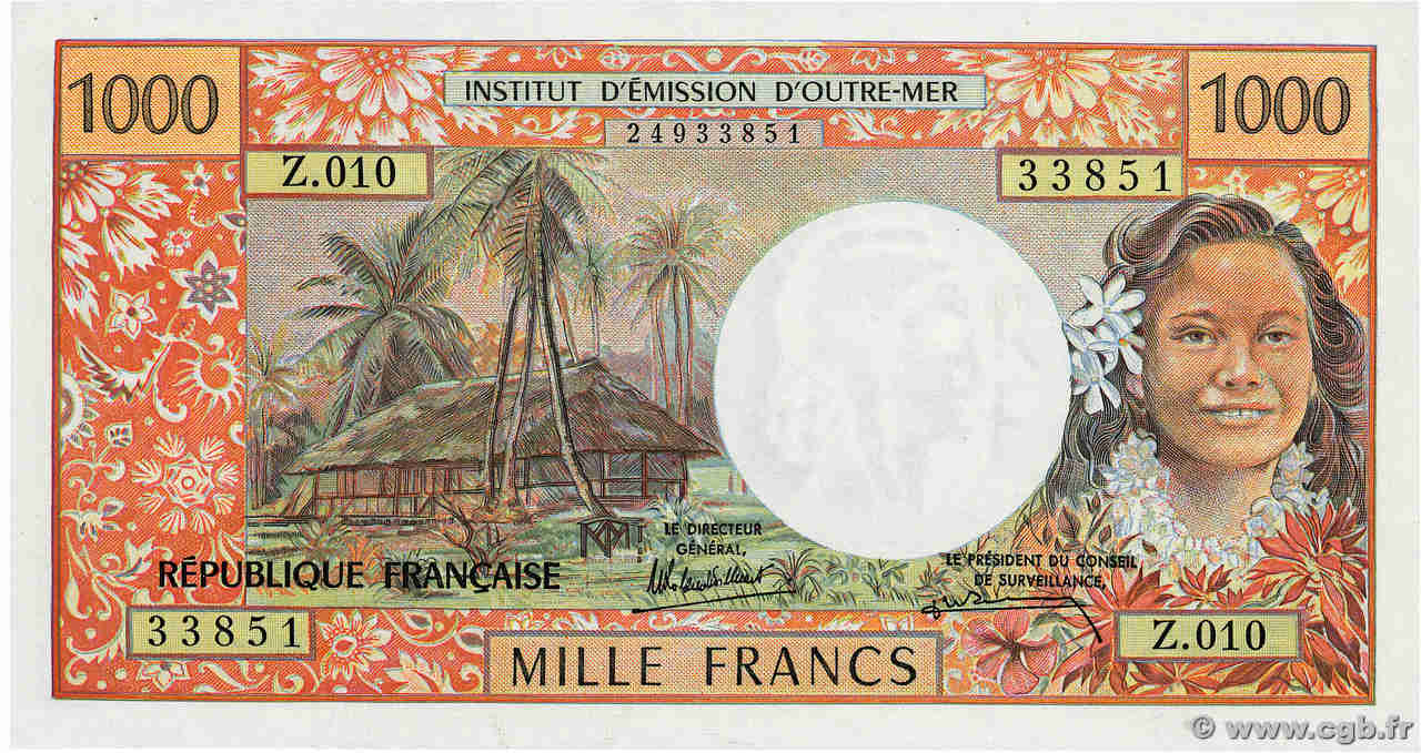 1000 Francs TAHITI  1985 P.27d2 UNC