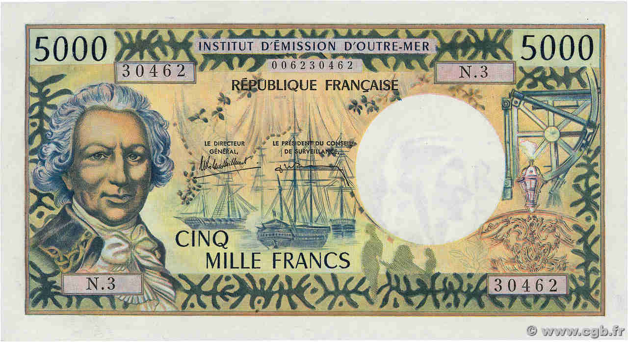 5000 Francs TAHITI  1985 P.28d NEUF