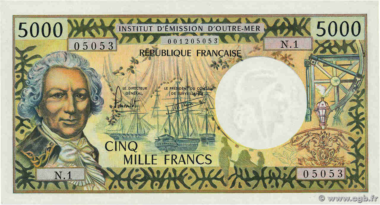 5000 Francs TAHITI  1977 P.28b SC+