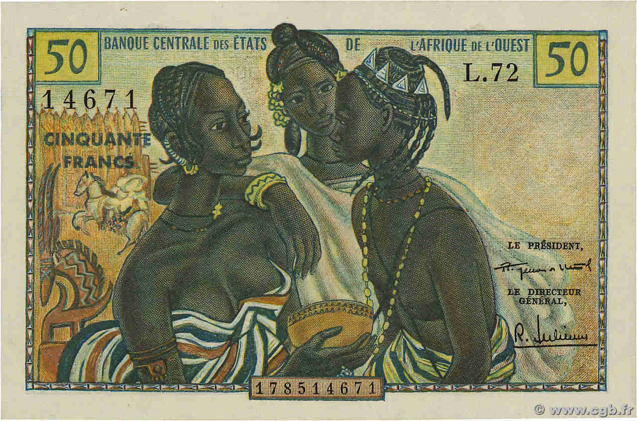 50 Francs ESTADOS DEL OESTE AFRICANO  1958 P.001 FDC