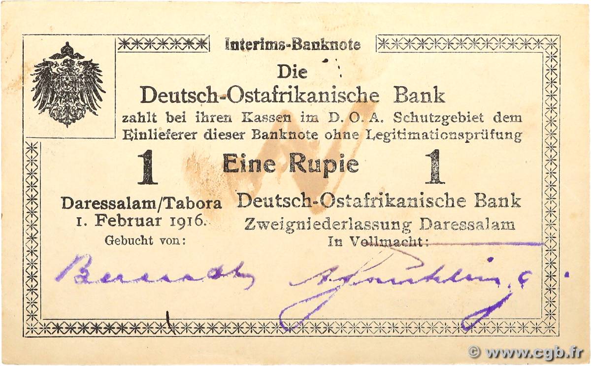 1 Rupie Deutsch Ostafrikanische Bank  1916 P.19 MBC+