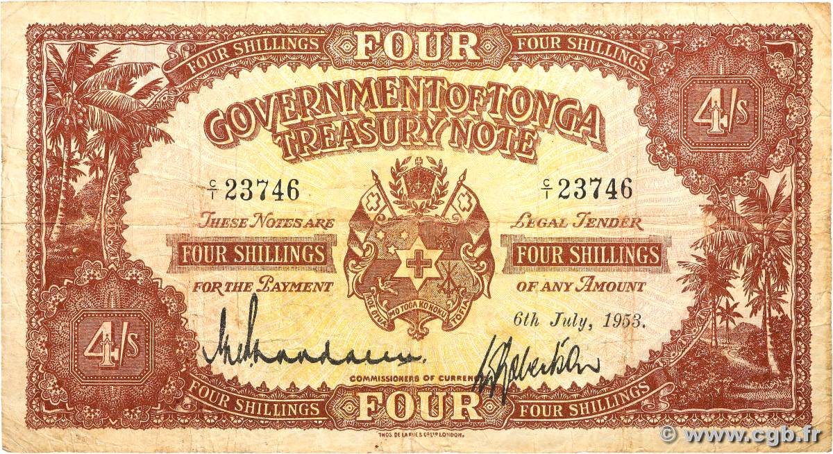 4 Shillings TONGA  1953 P.09b pr.TB