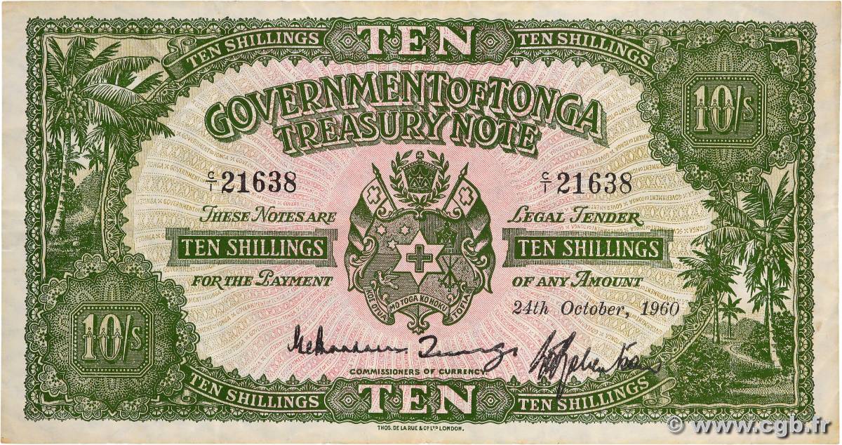 10 Shillings TONGA  1960 P.10d TTB+