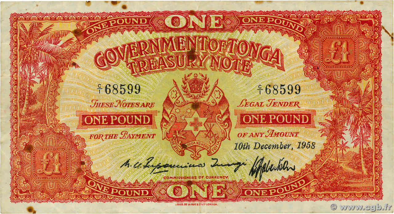 1 Pound TONGA  1958 P.11c fSS