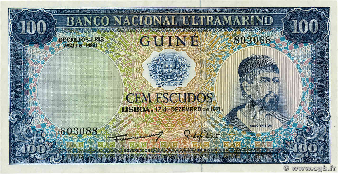 100 Escudos PORTUGUESE GUINEA  1971 P.045a ST