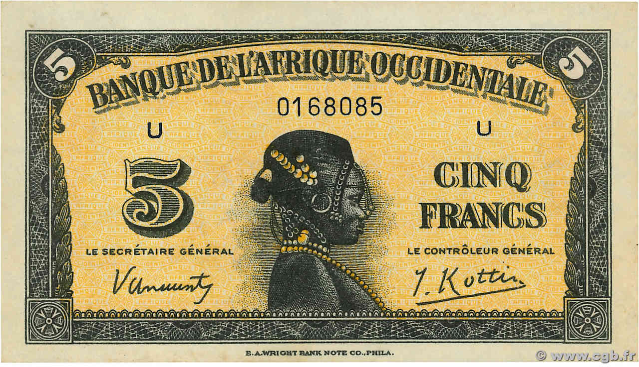 5 Francs FRENCH WEST AFRICA (1895-1958)  1942 P.28a UNC-