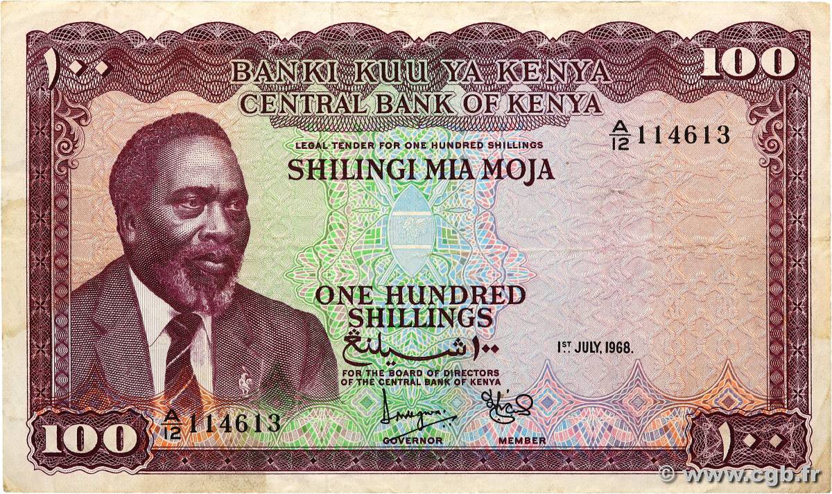 100 Shillings KENIA  1968 P.05b BC+