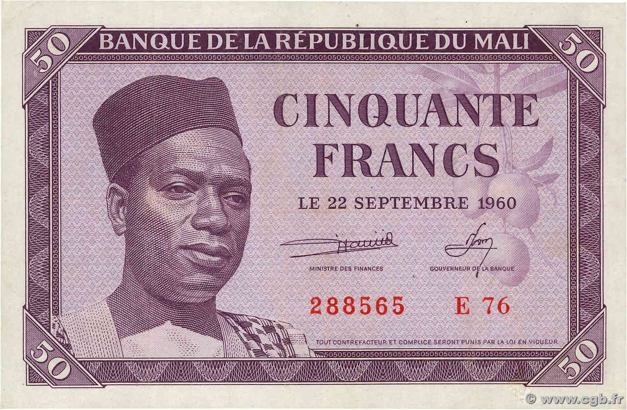 50 Francs MALI  1960 P.01 TTB