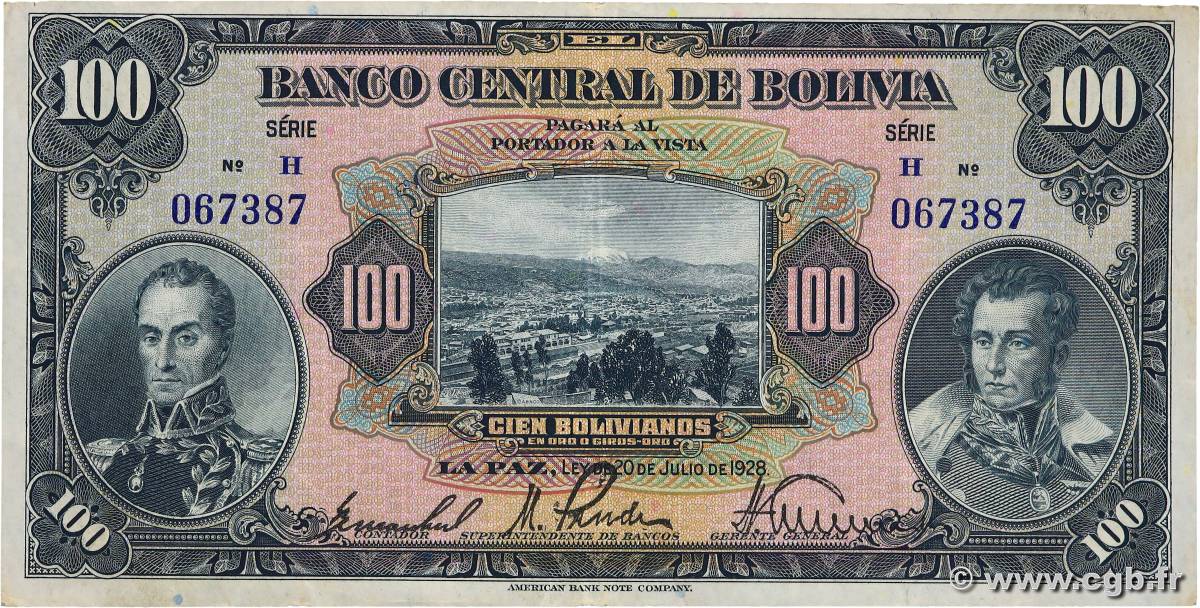 100 Bolivianos BOLIVIA  1928 P.125 VF