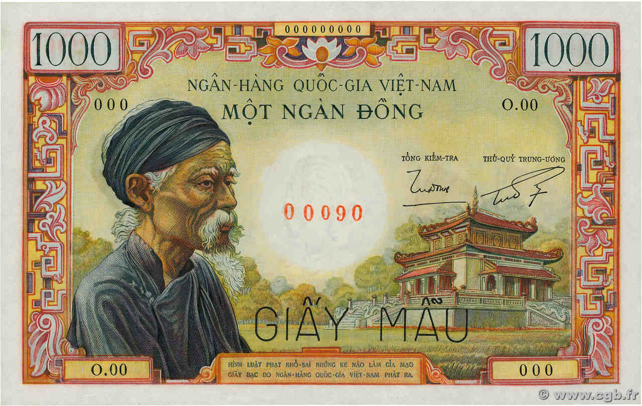 1000 Dong Spécimen VIET NAM SUD  1955 P.04As NEUF