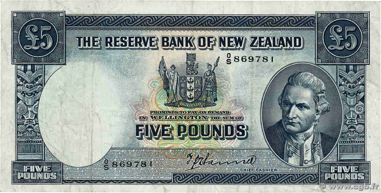 5 Pounds NEW ZEALAND  1940 P.160a VF