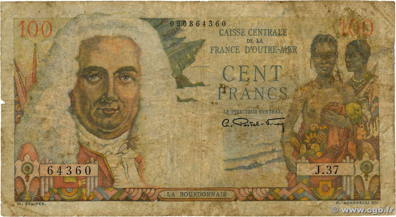 100 Francs La Bourdonnais FRENCH EQUATORIAL AFRICA  1946 P.24 G