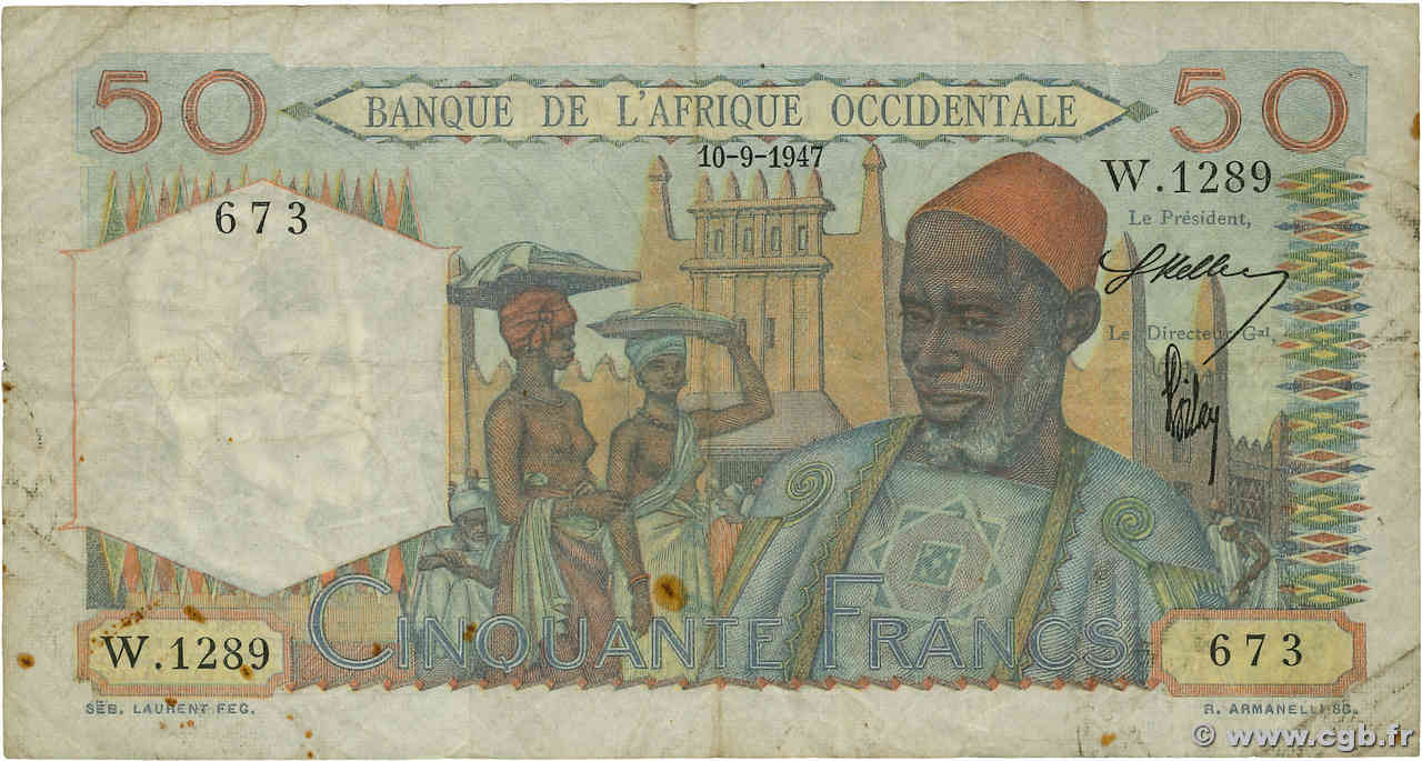 50 Francs FRENCH WEST AFRICA (1895-1958)  1947 P.39 F