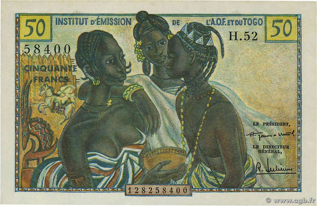 50 Francs FRENCH WEST AFRICA  1956 P.45 fST+