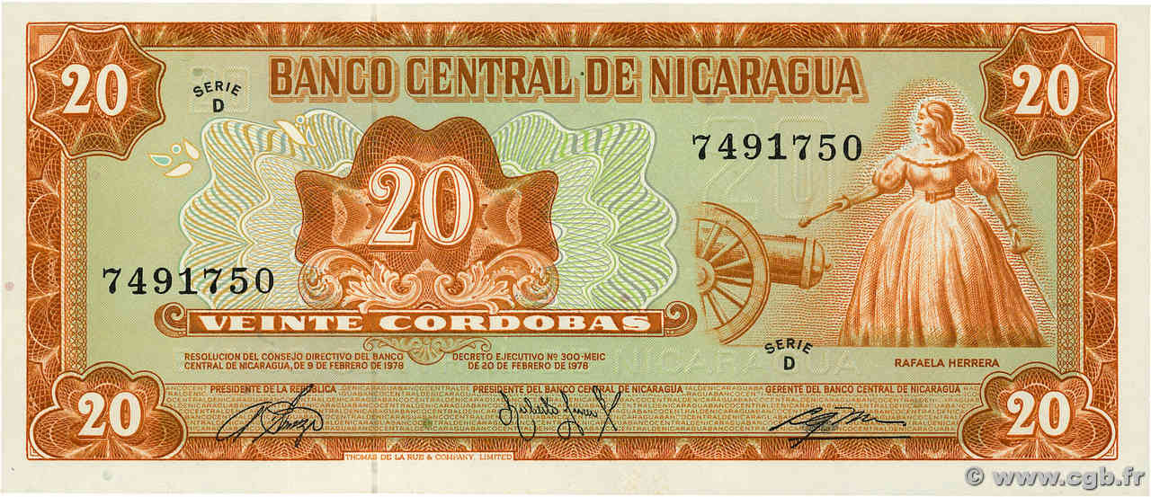 20 Cordobas NICARAGUA  1978 P.129 FDC