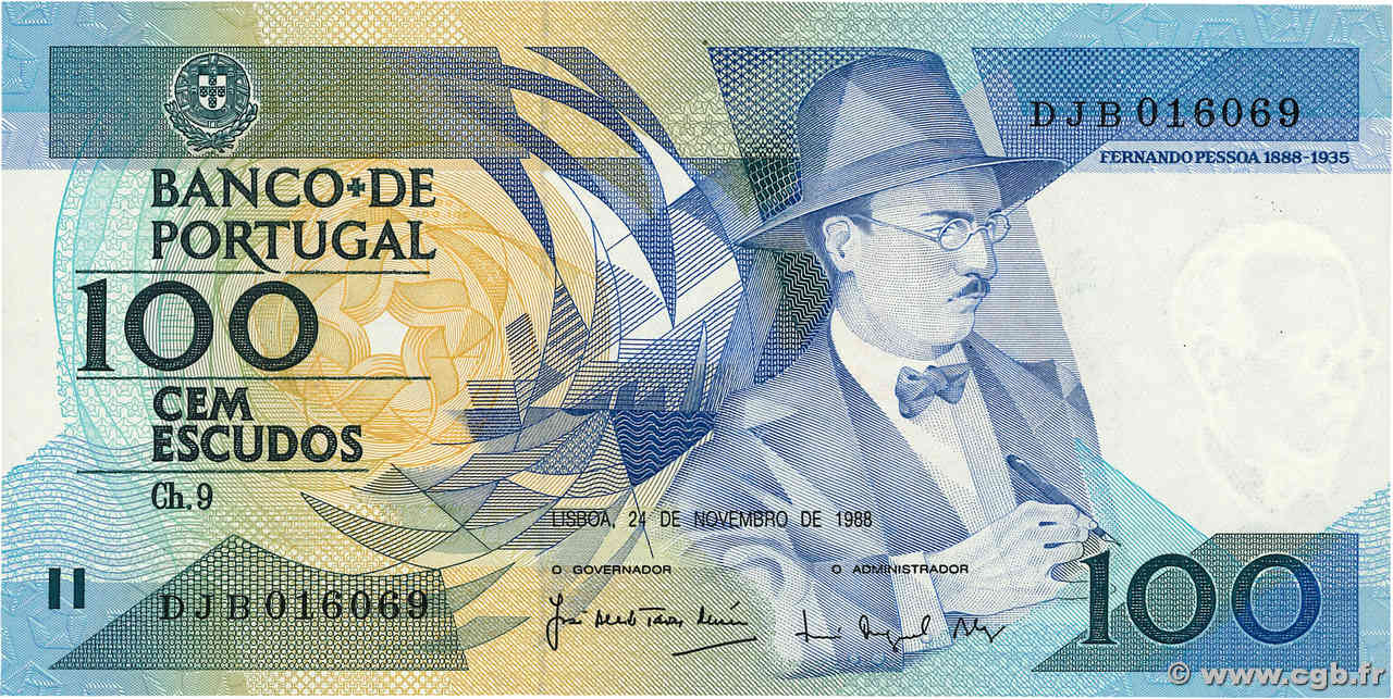 100 Escudos PORTUGAL  1988 P.179f FDC